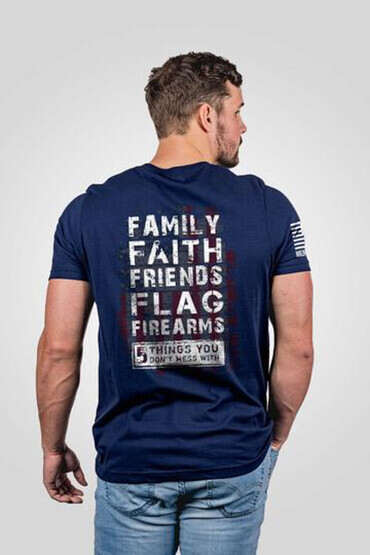 Nine Line 5 Things Short Sleeve T-Shirt in Navy with printed graphic